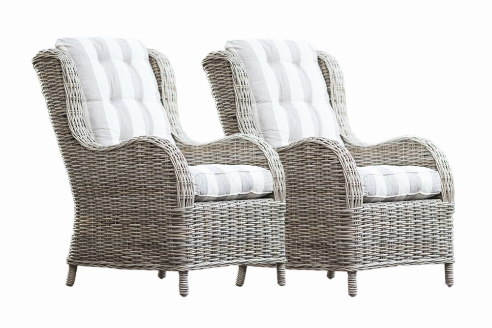 Fotele rattanowe z poduszkami szare