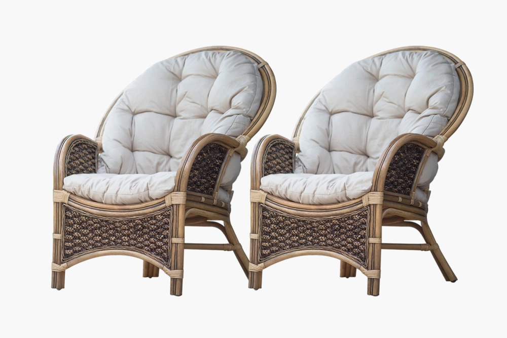 Rattansessel, natürlich mit Abaka, Haus & Garten