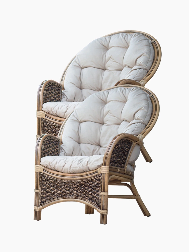 Natürlicher Rattansessel, Haus & Garten - Set 2 Stück