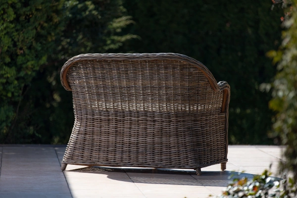 Sofa z rattanu naturalnego, szara, do ogrodu i domu