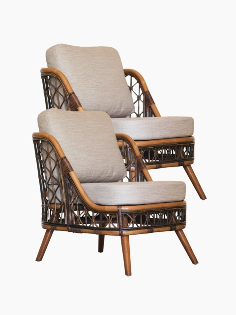 Stilisierter Rattansessel Set