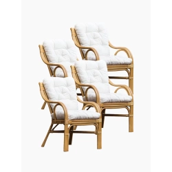 Set mit 4 Rattansesseln, Rattansessel in Honigbraun - Santono