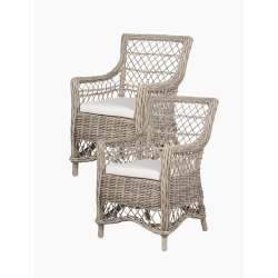 Skandynawski fotel rattanowy, naturalny - zestaw 2 szt