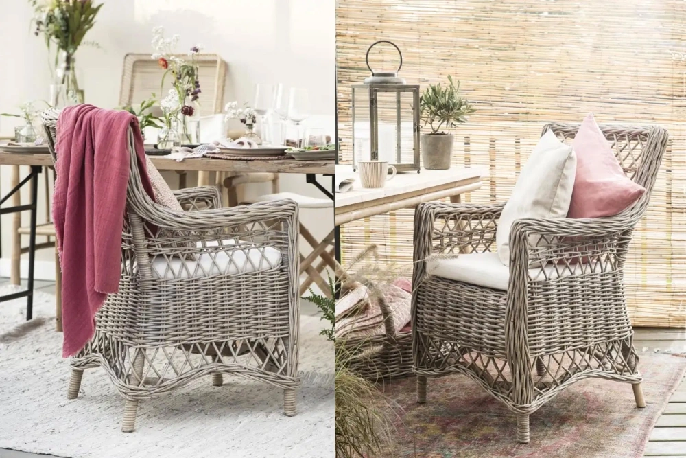 Rustikálne škandinávske ratanové kreslá