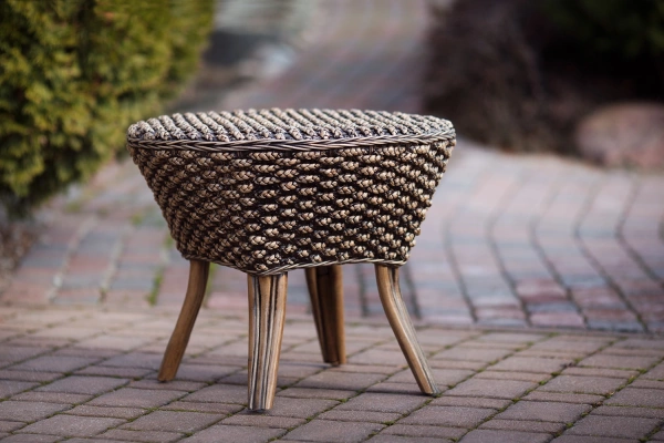 Rattansessel mit Tisch, natur, braun, Wasserkallus - Akspol