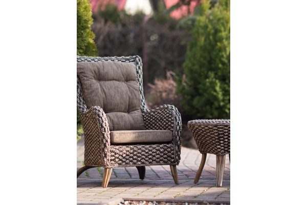 Rattanowy mebel stylowy - fotel ze stolikiem Deron