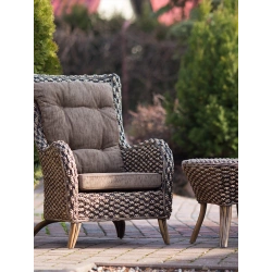 Fotel rattanowy ze stolikiem, naturalny, brąz, hiacynt wodny