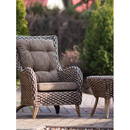 Rattanowy mebel stylowy - fotel ze stolikiem Deron