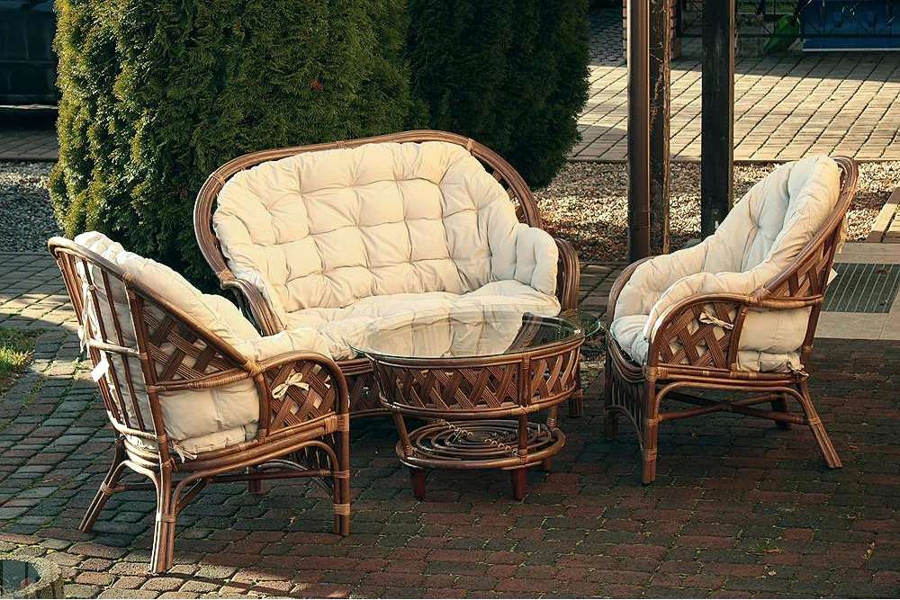 Piękny, duży zestaw rattanowy dla czterech osób Milano