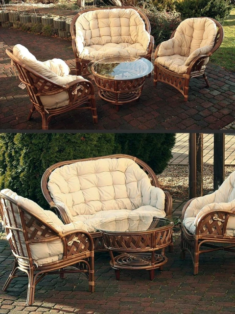 Schönes, großes Rattanset für vier Personen