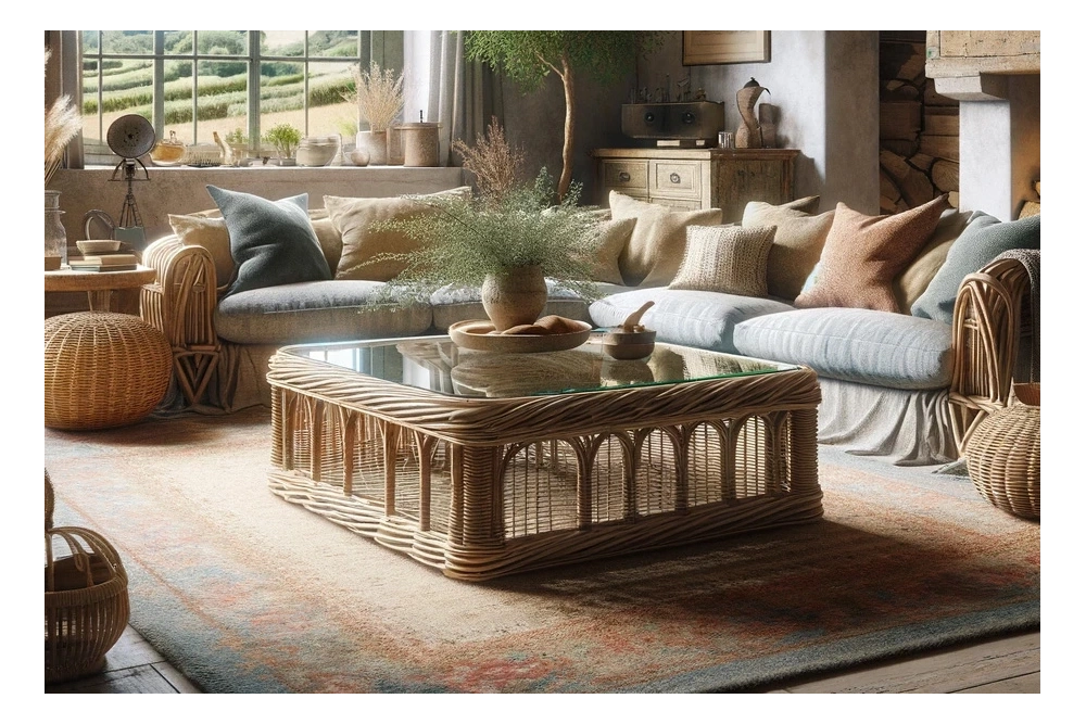 Rattan Tisch für das Wohnzimmer