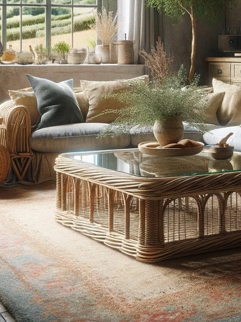 Stolik rattanowy salon