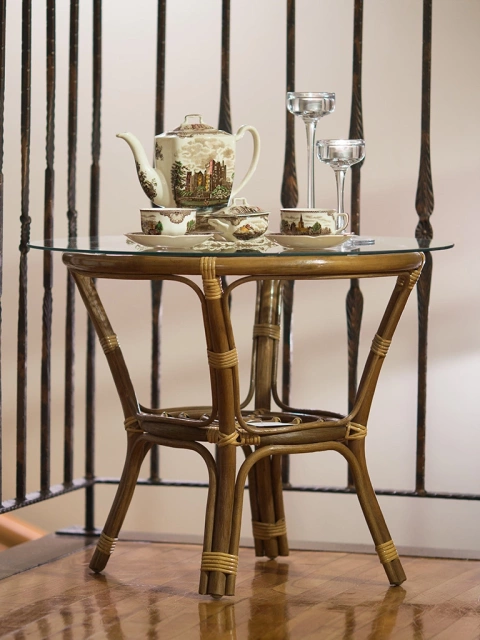 Couchtisch aus Rattan mit Glas m06s