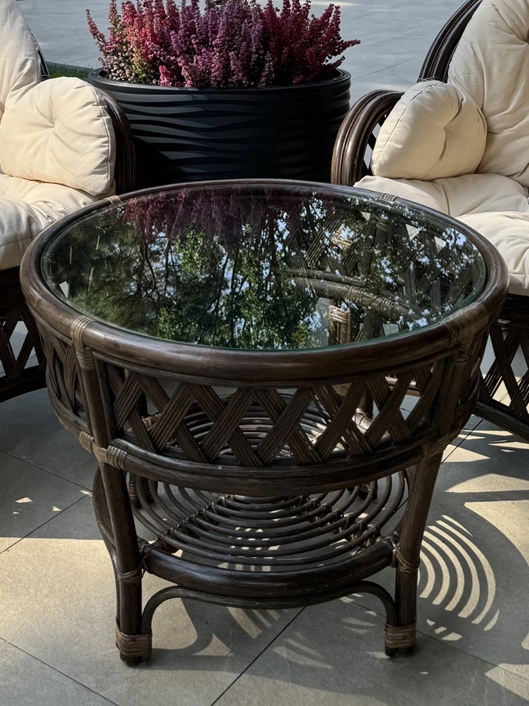 Tisch aus natürlichem Rattan, Balkon-Tisch, Terrassen-Tisch M18S