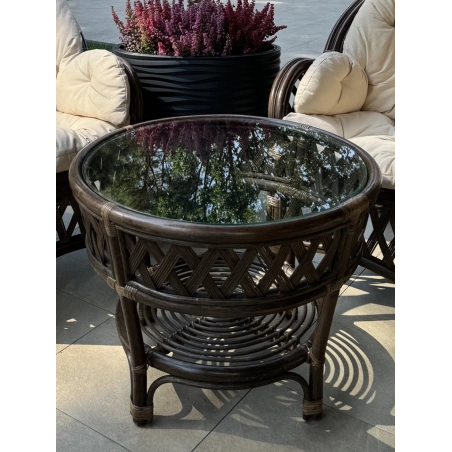 Ratanový konferenčný stolík, tmavohnedý