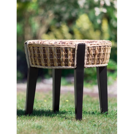 Ratanový stolík s banánovými listami, drevený, konferenčný, prírodný - Akspol