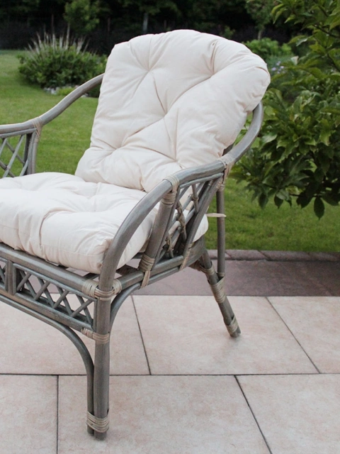 Rattan Stuhl im rustikalen Grauton, Sessel