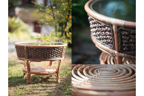 Couchtisch aus natürlichem Rattan