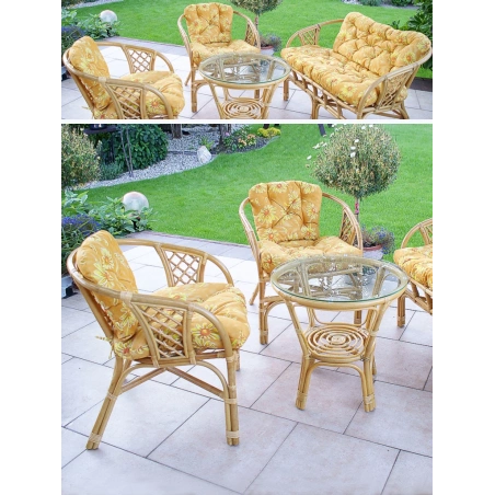 Komplette Möbel aus natürlichem Rattan, veredelt in der Farbe Honigbraun - m05