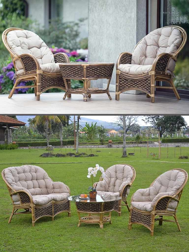 Möbel aus natürlichem Rattan mit Sofa, für Wohnzimmer und Garten