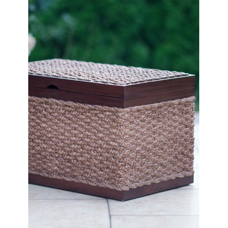 Natürliche, dekorierte Rattantruhe aus Holz und Abaca m40s - Akspol