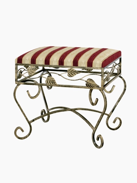 Stylowa pufa stalowa, tapicerowana, kuta