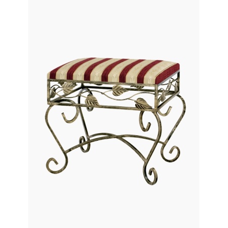 Stylowa pufa stalowa, tapicerowana, kuta