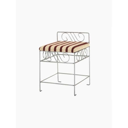 Pojedyncza pufa metalowa - krzesło kute z tapicerką  - Akspol