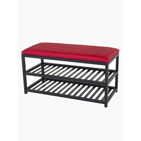Schwarzes Schuhregal mit Sitzfläche