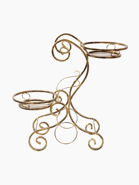 Goldener, patinierter Blumenständer, Pflanzenhalter.