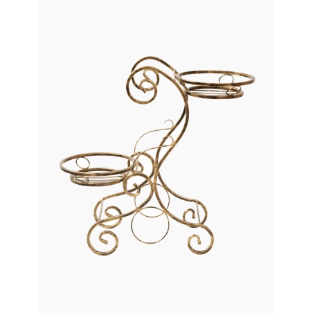 Zlatý, patinovaný stojan na kvety, kvetinový stojan