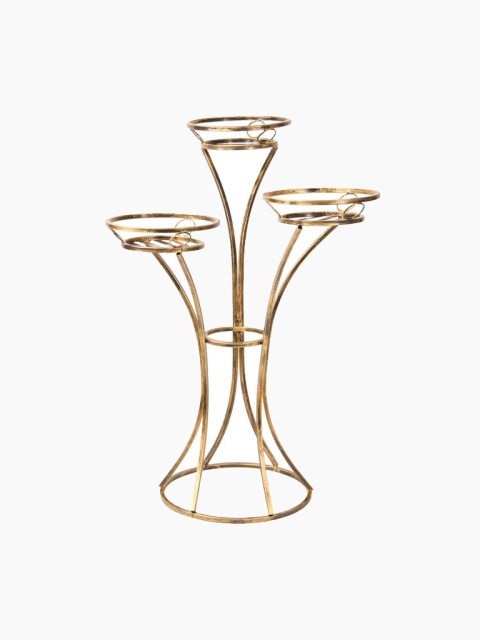 Stilvoller goldener Blumenständer, Halter für 3 Pflanzen