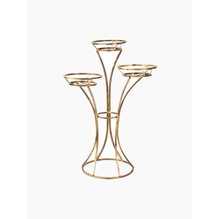 Stilvoller goldener Blumenständer, Halter für 3 Pflanzen