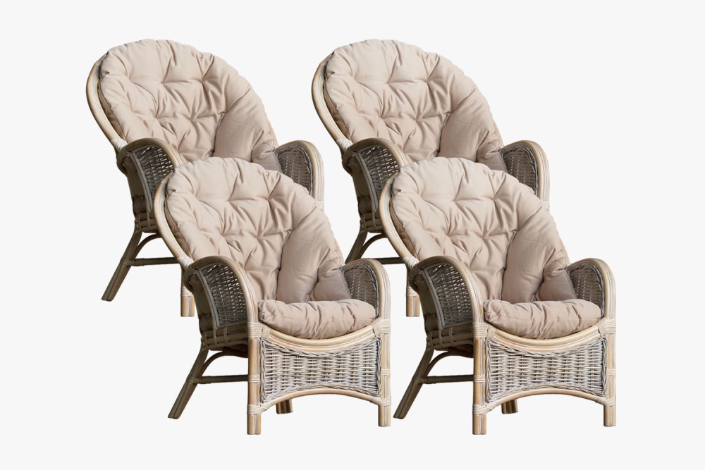 Naturalne fotele rattanowe, bielone