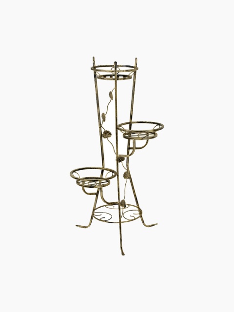 Metallblumenständer für 3 Blumen, im Stil eines Pflanzgefäßes gestaltet.