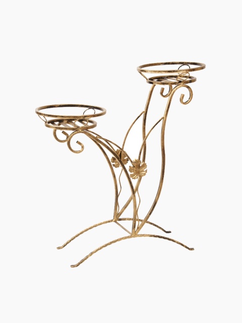 Stylowy stojak na dwa kwiaty, złoty