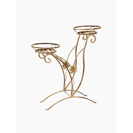 Štýlový stojan na dva kvety, zlatý