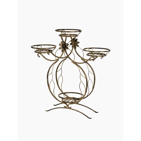 Zdobiony kwietnik stylowy, złoty i metalowy