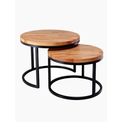 Loft-Tischset - dicke Massivholzplatte aus Eiche