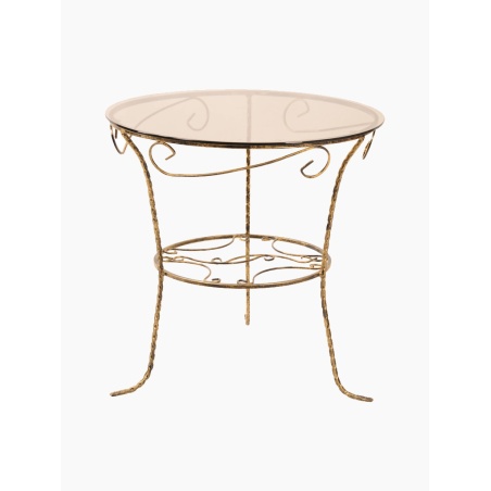 Geschmiedeter runder Tisch mit Glasplatte