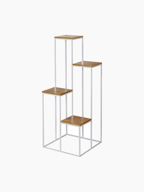 Biely stojan na 4 kvety, kovový kvetináč