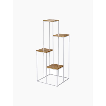 Weißer Ständer für 4 Blumen, Metall-Blumenständer