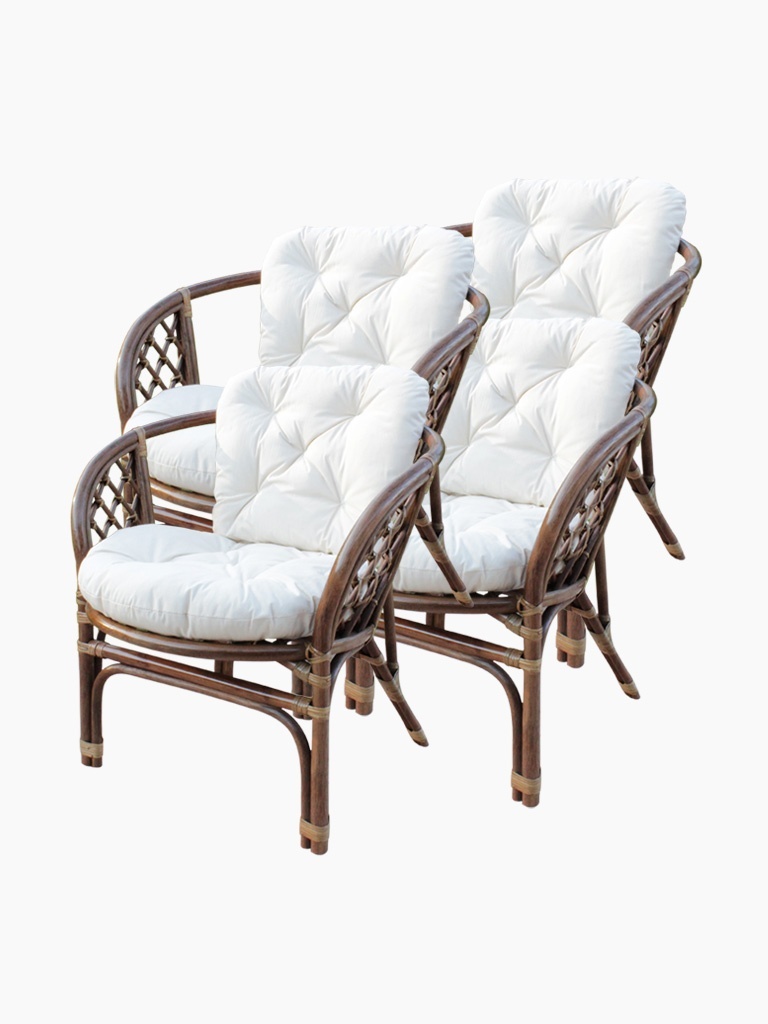 Gartensessel-Set, 4 Rattansessel für Haus und Garten