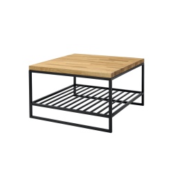 Loft-Couchtisch mit dicker Massivholzplatte