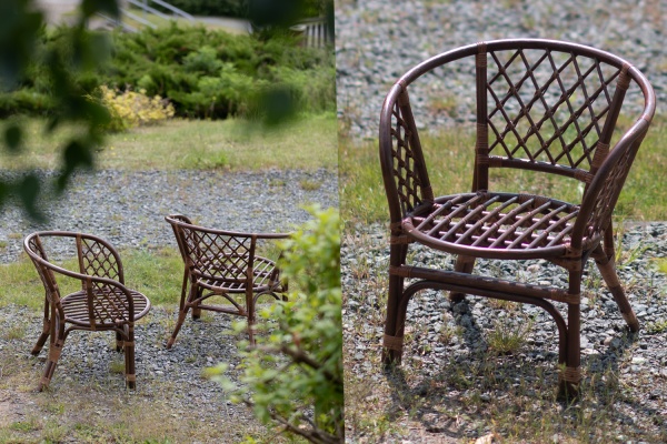 Garten-Rattanmöbel - Set aus natürlichem Rattan