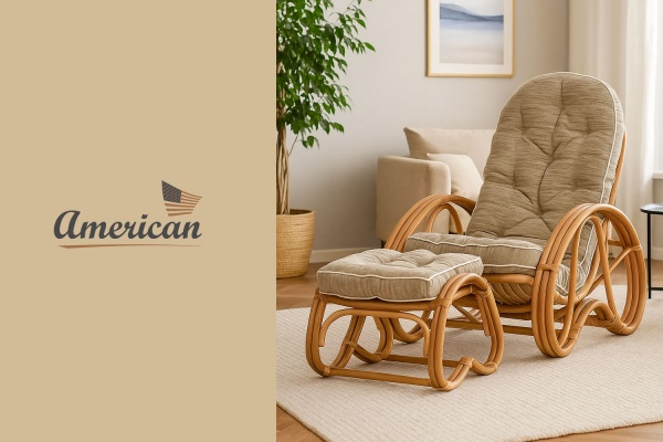 Fotel rattan naturalny z podnóżekim - miodowy