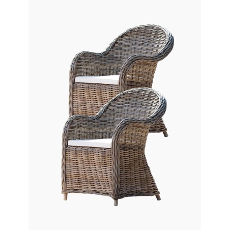Fotele rattanowe rustykalne szare