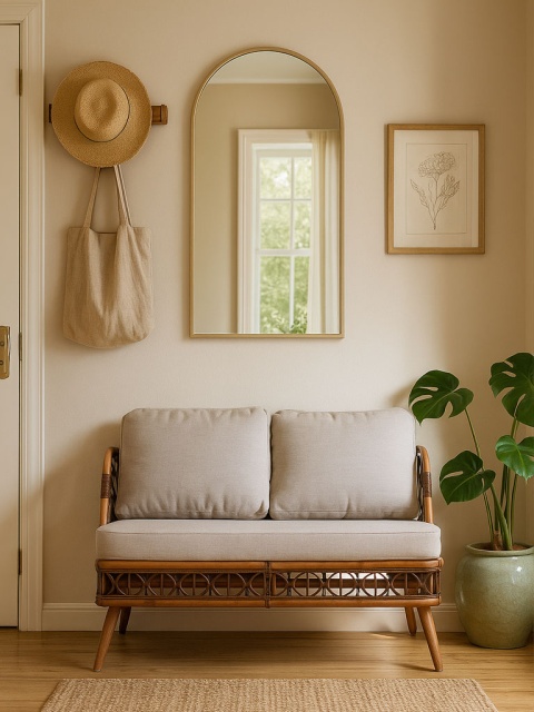 Rattansofa, stilvolle natürliche Bank