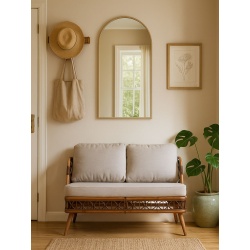 Stilvolles Rattansofa, naturbelassener Rattan & Massivholz