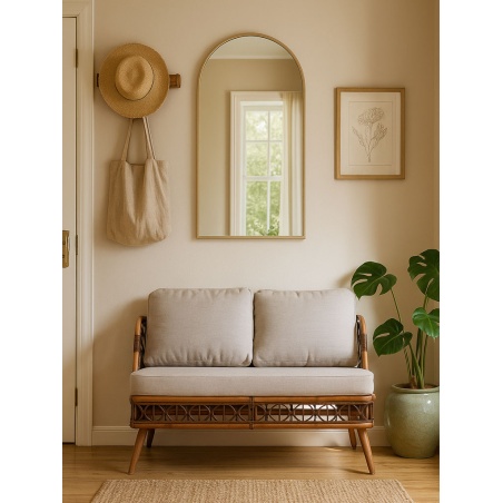 Sofa rattanowa, stylowa ławka naturalna